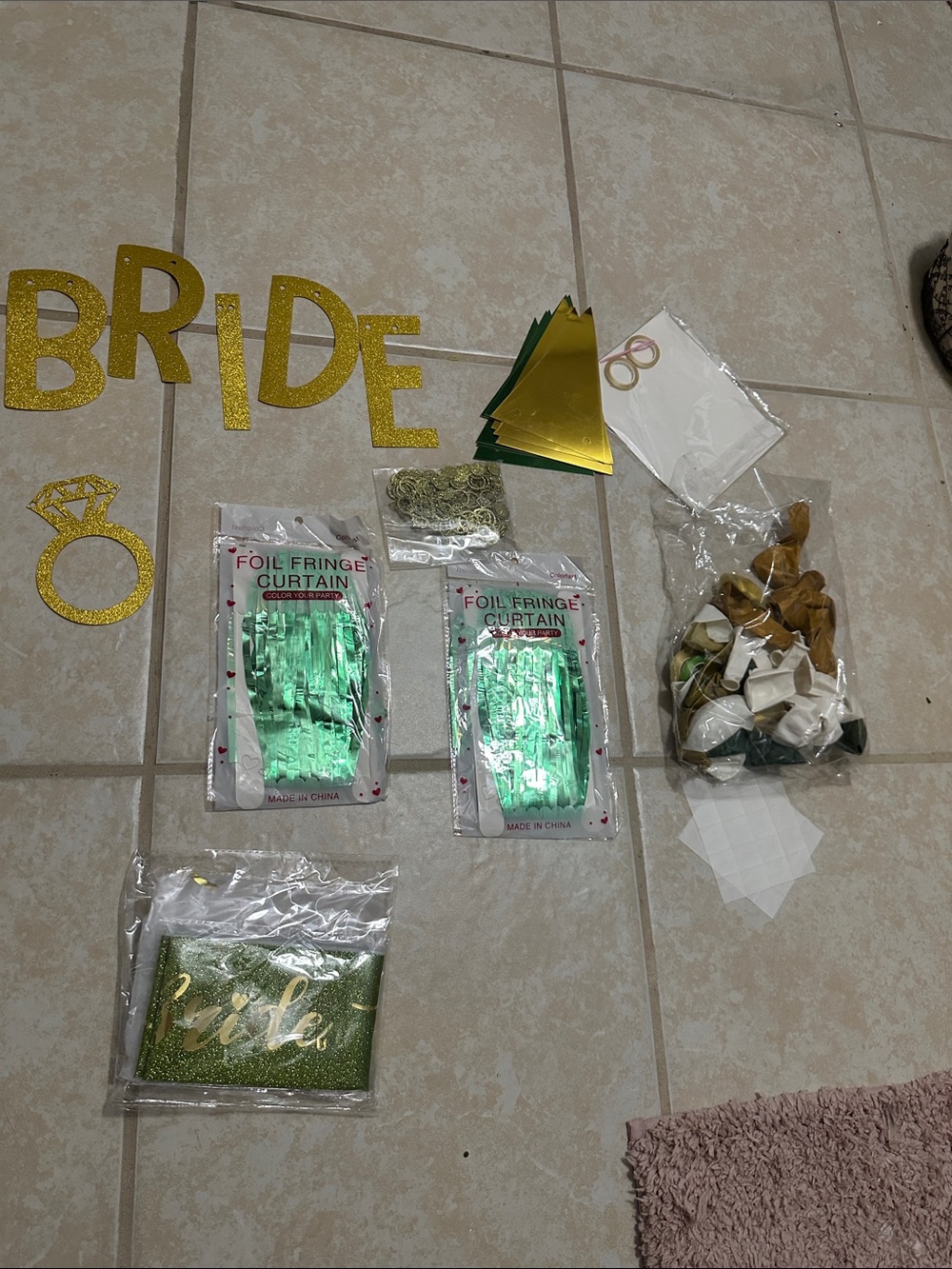 Bridal Party Decor Kit - Gold & Green Bachelorette Supplies NWT